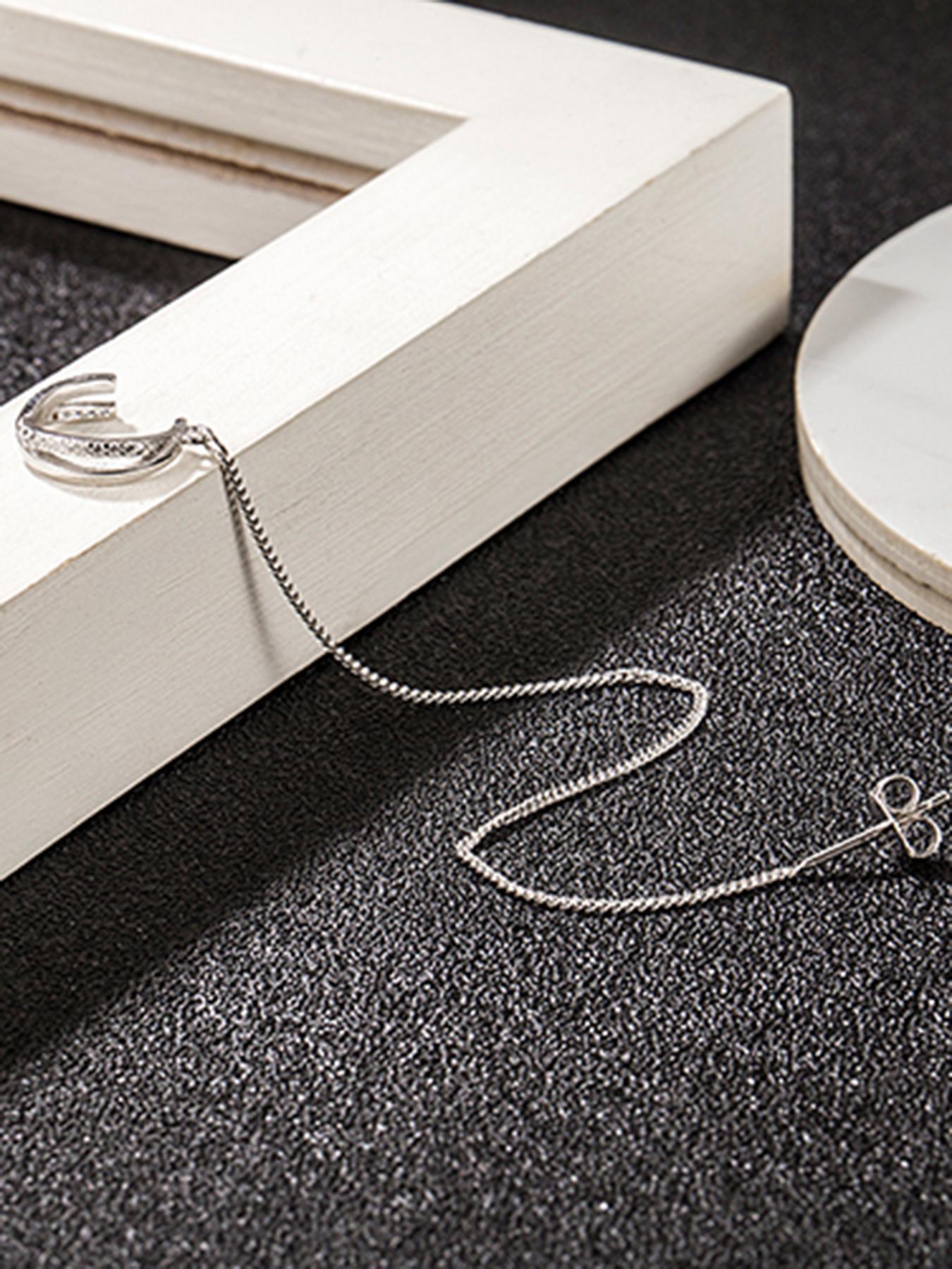 925 Sterling Silver Fashionable Criss Cross Design Ear Cuff, High Quality Earrings, New Style Ear Jewelry for Women & Girls, Trendy All-match & Exquisite Jewelry for Birthday Gift