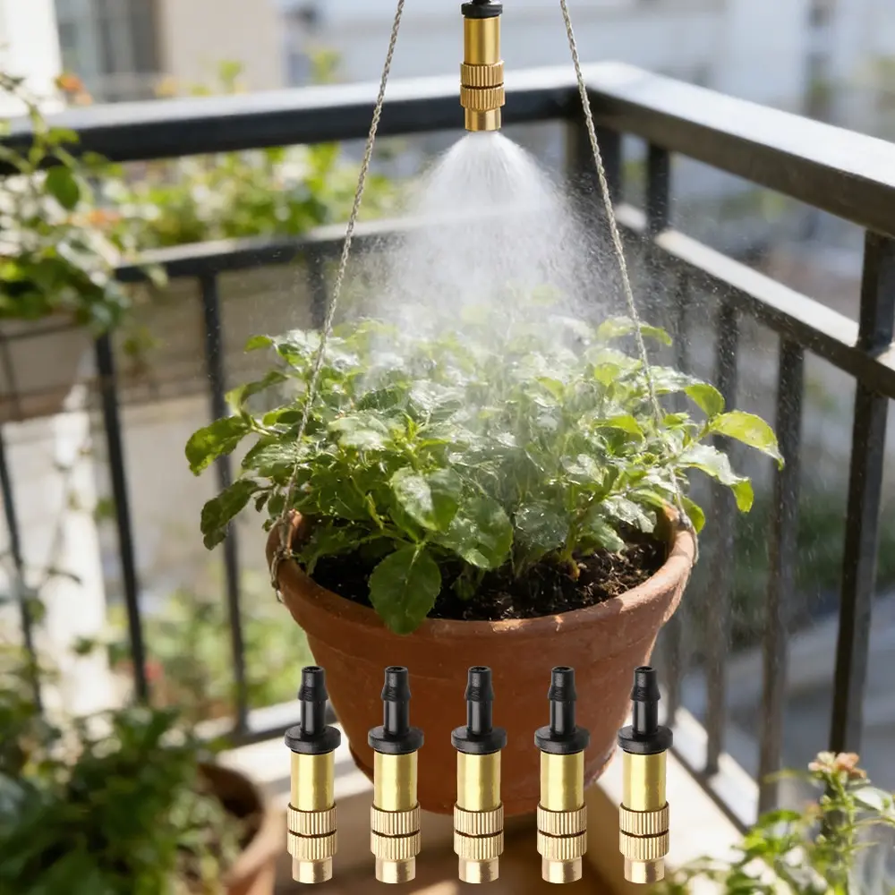 Horticultural Irrigation Accessories Nozzle, Adjustable Atomizing Nozzle, Threaded Brass Mist Nozzle Misting Spray Sprinkler Gardening Water Cooling Adjustable for Spray Garden Lawn Irrigation