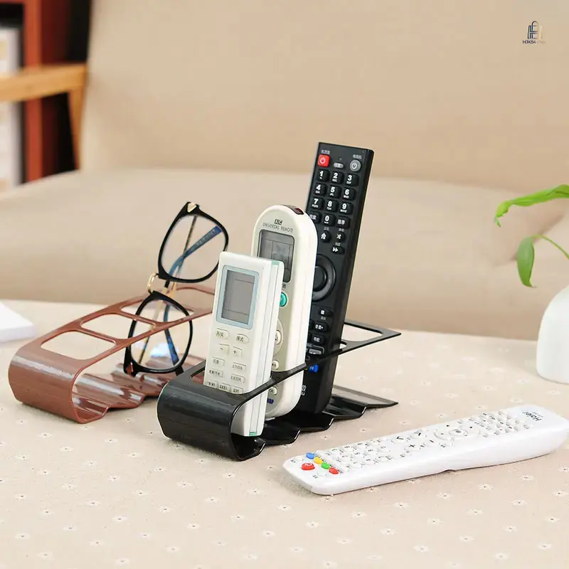 4-Grid Remote Control Holder, Plastic Desktop Organizer Caddy, Creative Storage Rack for TV Air Conditioner Remotes, Desktop Storage Organizer for Home Office Use