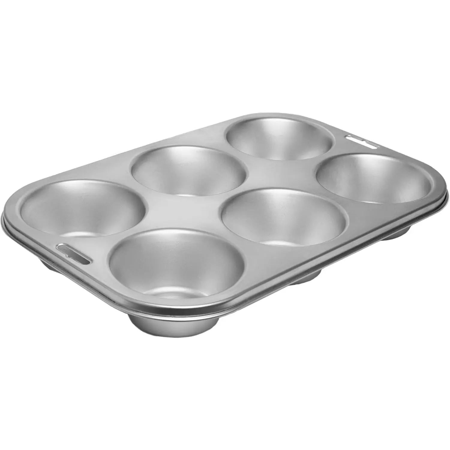Stainless Steel Jumbo Bake Pan - 6-Cup Extra Large Muffin & Cupcake Pan for Pet Treat Baking, 13.25” x 8.75” x 1.75”, Easy Cleaning, Dishwasher Safe, Ideal for Parties