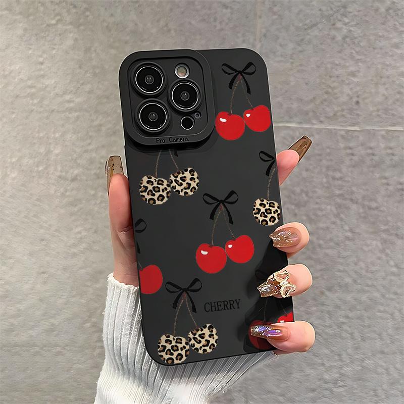 Cherry Creative Pattern Protective Case for iPhone 7/8/x/XS/XR/XS Max/11/12/13/14/15/16/17 Pro Max, Perfect Gift for Couples Women Teens