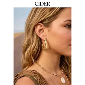 Cider C-SHAPE FRINGED HOOP EARRINGS