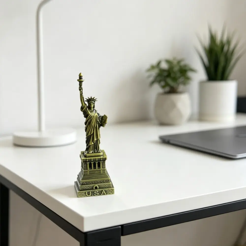Vintage Bronze Statue of Liberty Iron Art Sculpture, Mini New York Landmark Decor, Office Home Decor, Office Bedroom Desk Display, Travel Souvenir, Desktop Statue