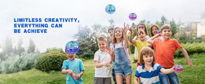Levitating Flying Ball with Lights Cosmic Globe Boomerang Hover Ball Galactic Fidget Spinner Hand Drone Orbit Cool Toys Gift USB Charging RGB Light LED Anti-Gravity 6-12 year old