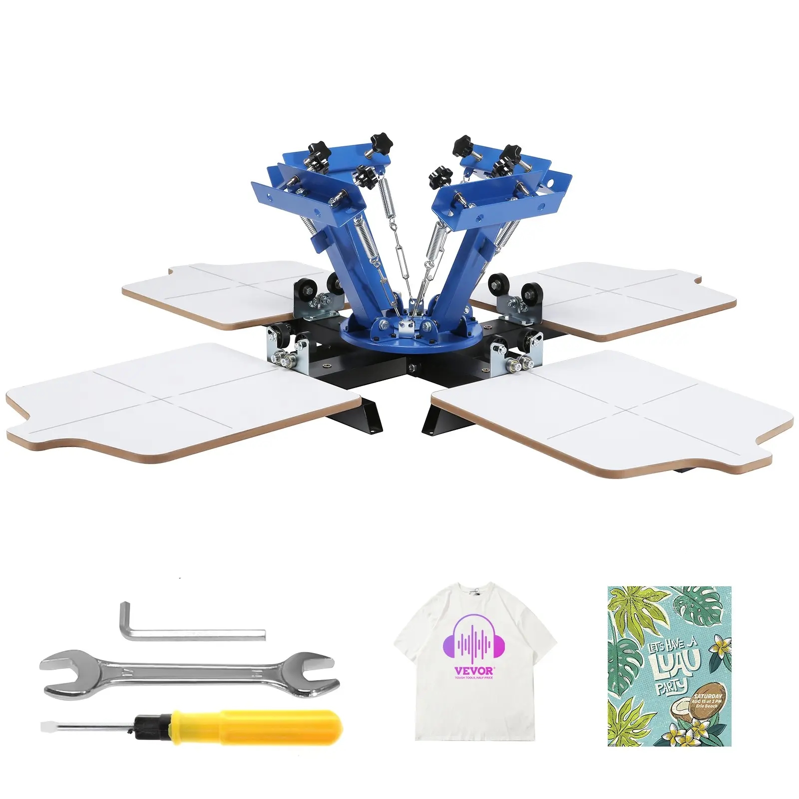 VEVOR Screen Printing Machine, 4 Color 4 Station 360 Rotable Silk Screen Printing Press, 21.2x17.7in Screen Printing Press, Double-layer Positioning Pallet for T-shirt DIY Printing