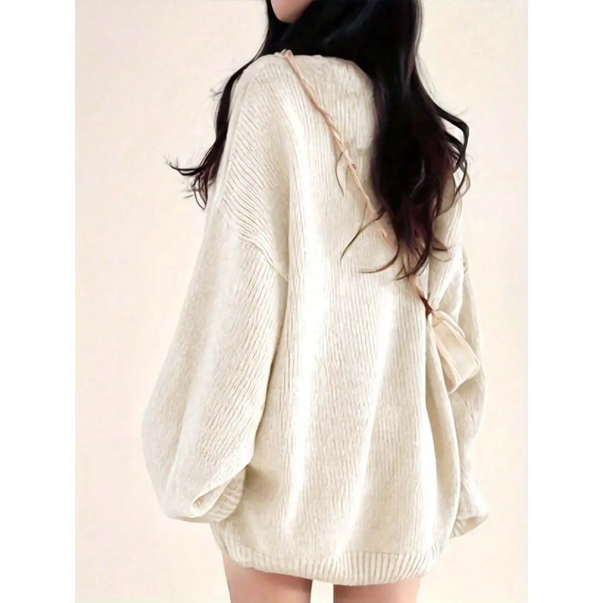 pretty,odd,Trust,Blue,Collar,Unisex,silver,hoodie,dress,gracie,abrams,Cotton,Heart,Patch,fall,tops,Santa,Sequin,Sweatshirt,graphic,tee,Women's Apricot Knit Pullover Sweater, Long Sleeve, V-Neck, Ribbed Knit Details, Mid-Length, Casual Suitable For Autumn/