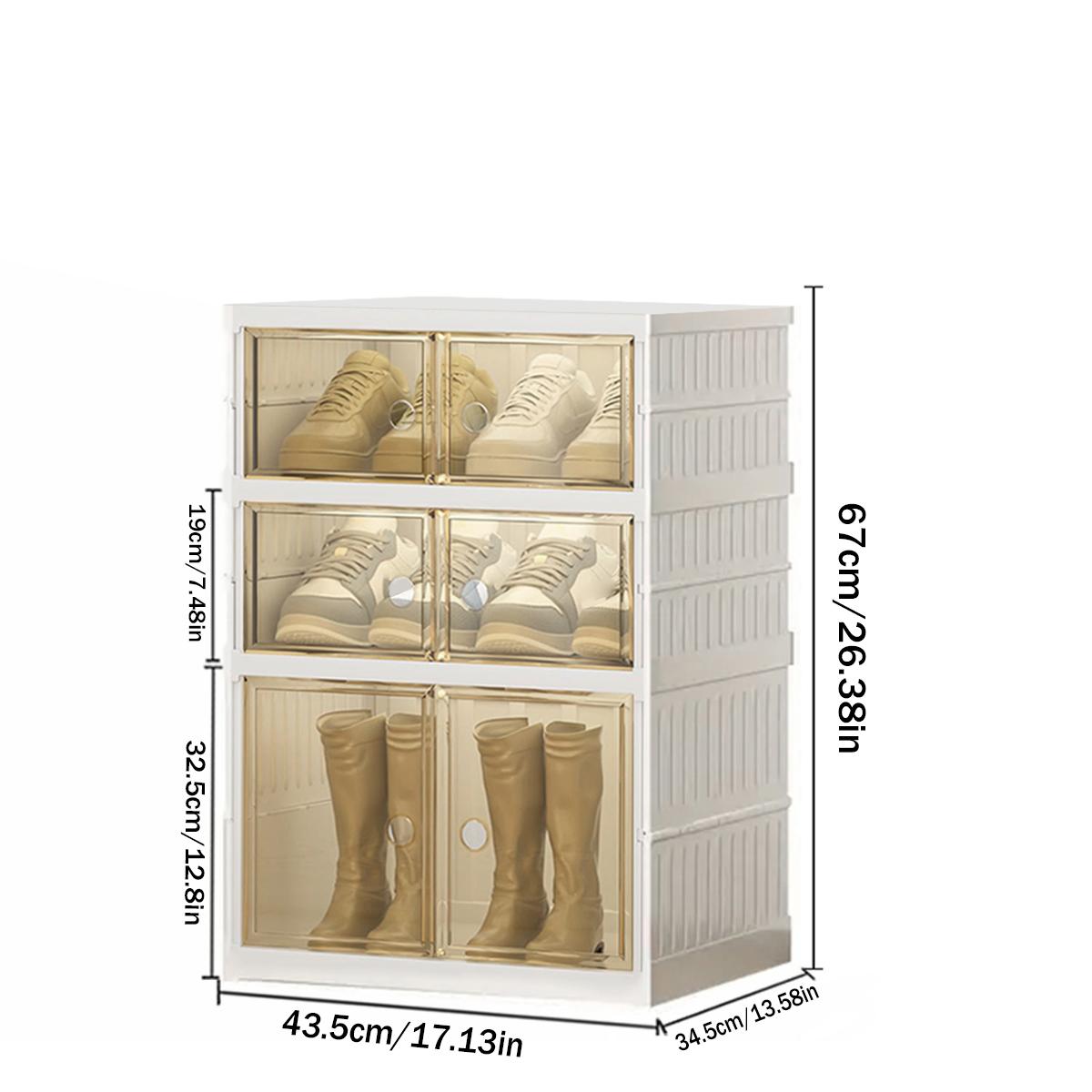 3/6/9-layer transparent storage box with no installation required, stackable and foldable shoe storage box with transparent door, plastic shoe box, easy to assemble.