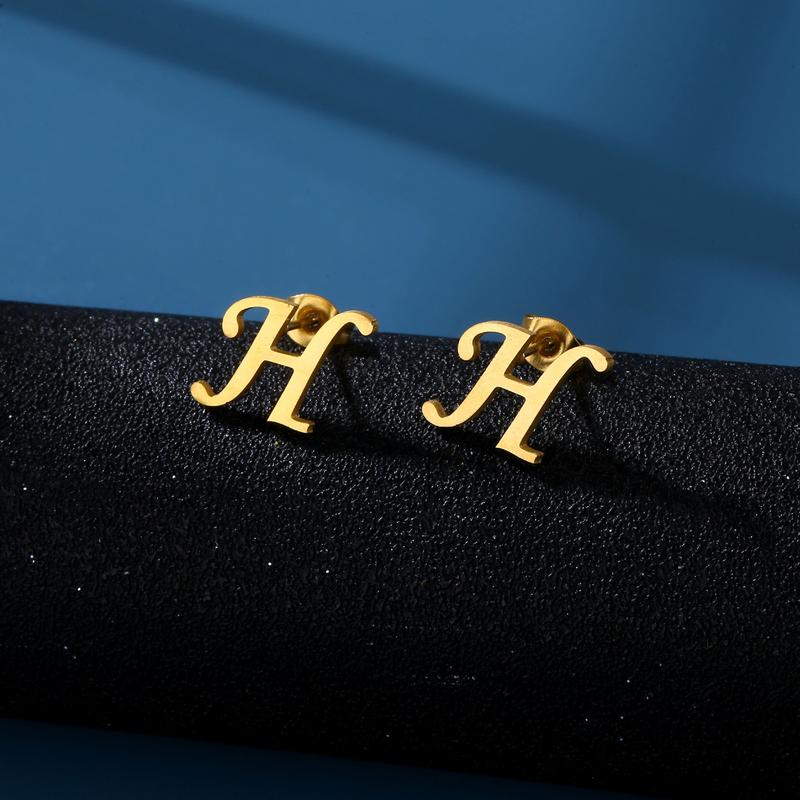 1 Pair Initials Earrings Stainless Steel 26 English Letters Personalized Letter Earrings for Men And Women Valentine'S Day Mother'S Day Thanksgiving Birthday Souvenirs