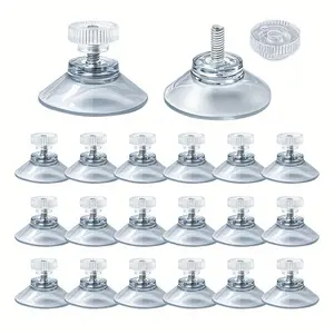 20pcs Strong Suction 30mm Adhesive Hooks with M4 Bolts, Transparent Practical Hooks for Car Sunshade, Bathroom, Kitchen Smooth Surfaces