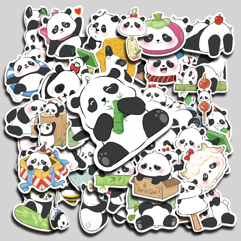 50PCS Panda Aesthetic Vinyl Stickers Pack for Laptop Water Bottle Phone Case Skateboard Journal Scrapbook DIY Decoration