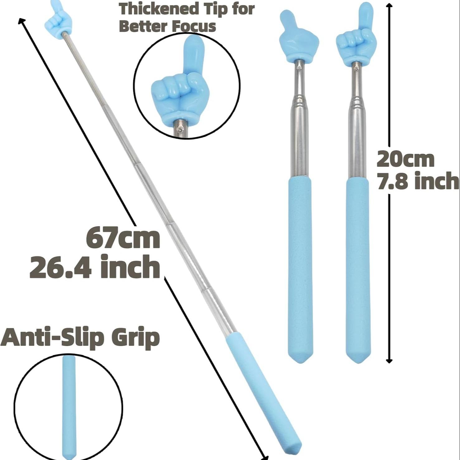 Telescopic Pointer Finger Stick - Bright Colored Telescopic Teachers Pointer for Classroom, Perfect Pointing Stick for Kids Reading & Presentation Pointers, Classroom Supplies