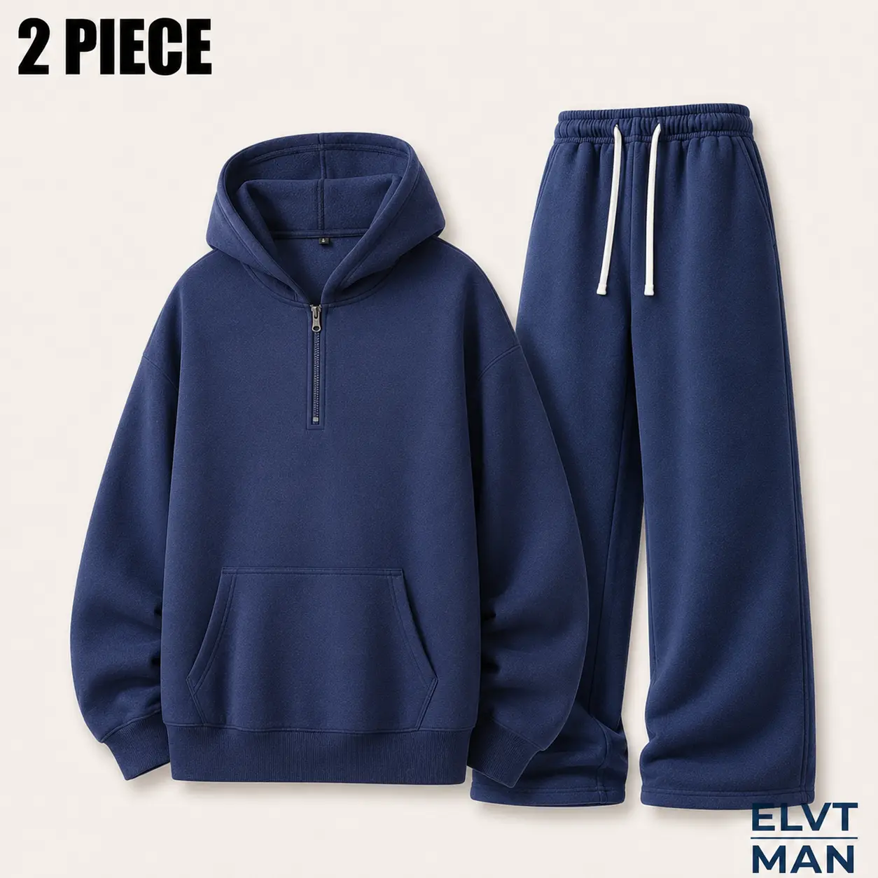 Men's 2-Piece Casual Sweatsuit Set, Mixed Color Half-Zip Hoodie and Drawstring Sweatpants, Loose Fit with Pockets, Sizes S-XXL, Daily Lounge Travel Streetwear, Menswear, Plain