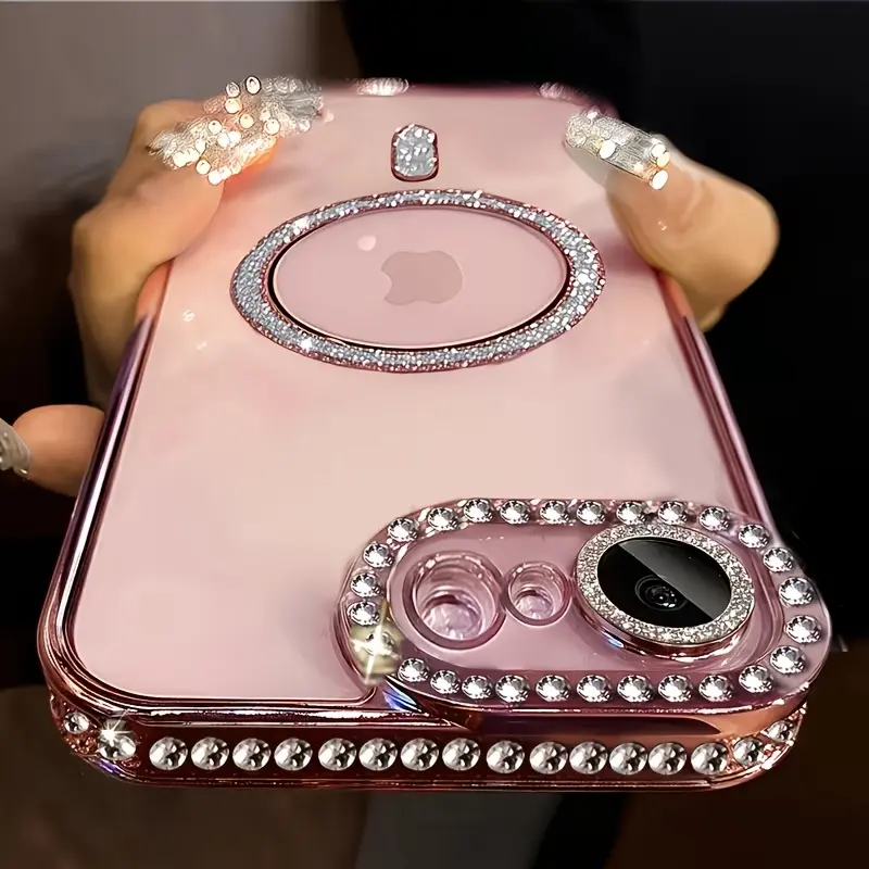 Sparkling Luxurious Diamond Protective Cover Casing, Suitable for Iphone 17e 17 17 Pro 17 Pro Max Magnetic Compatible, Flexible Transparent Back Cover, Cute Shockproof Protection