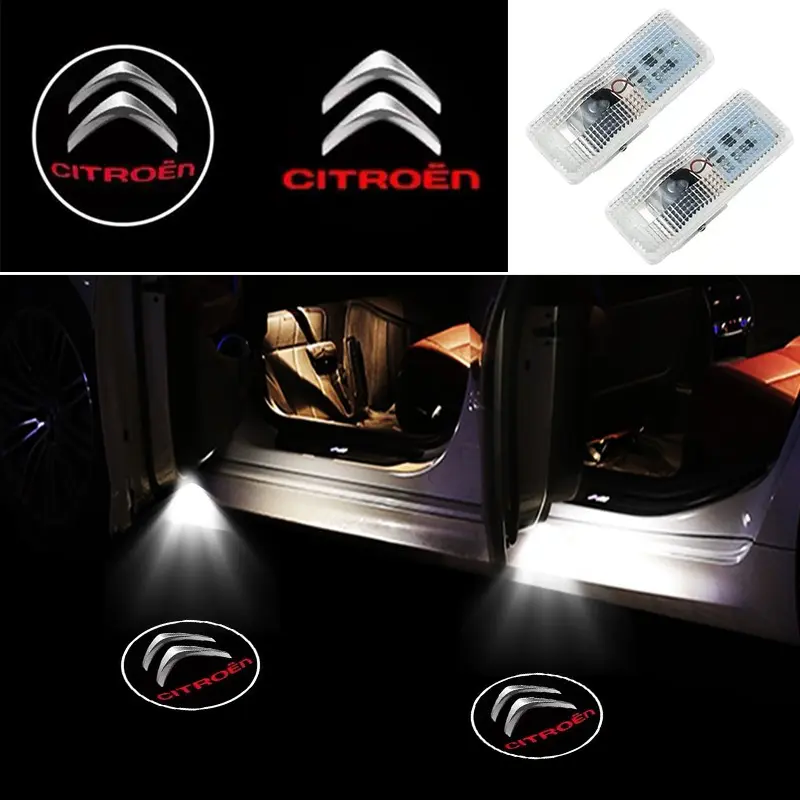 2Pcs HD LED Car Door Projector Welcome Lights for Citroen C3 C4 C5 C6 DS3 DS4 DS5 C4 Picasso C4 Cactus C3 Aircross C5 Aircross, Ghost Shadow Puddle Lamp