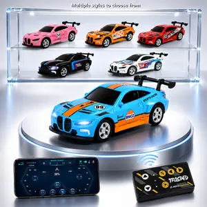 1/64 Mini Remote Control Drift Car, Alloy Racing Car, 2.4GHz Remote and APP Control, 3 Speed Modes, LED Lights, USB-C Charging, Indoor Outdoor Toy