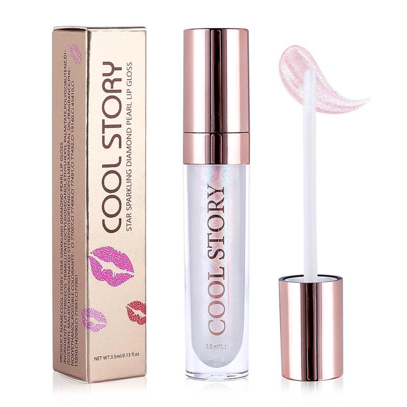 Glitter Lip Gloss, Shimmering Lip Glaze Stick, Long Lasting Tinted Moisturizing Liquid Lip Balm, Glossy Plumping Oil Lipstick for All Occasions Makeup, Girls and Women