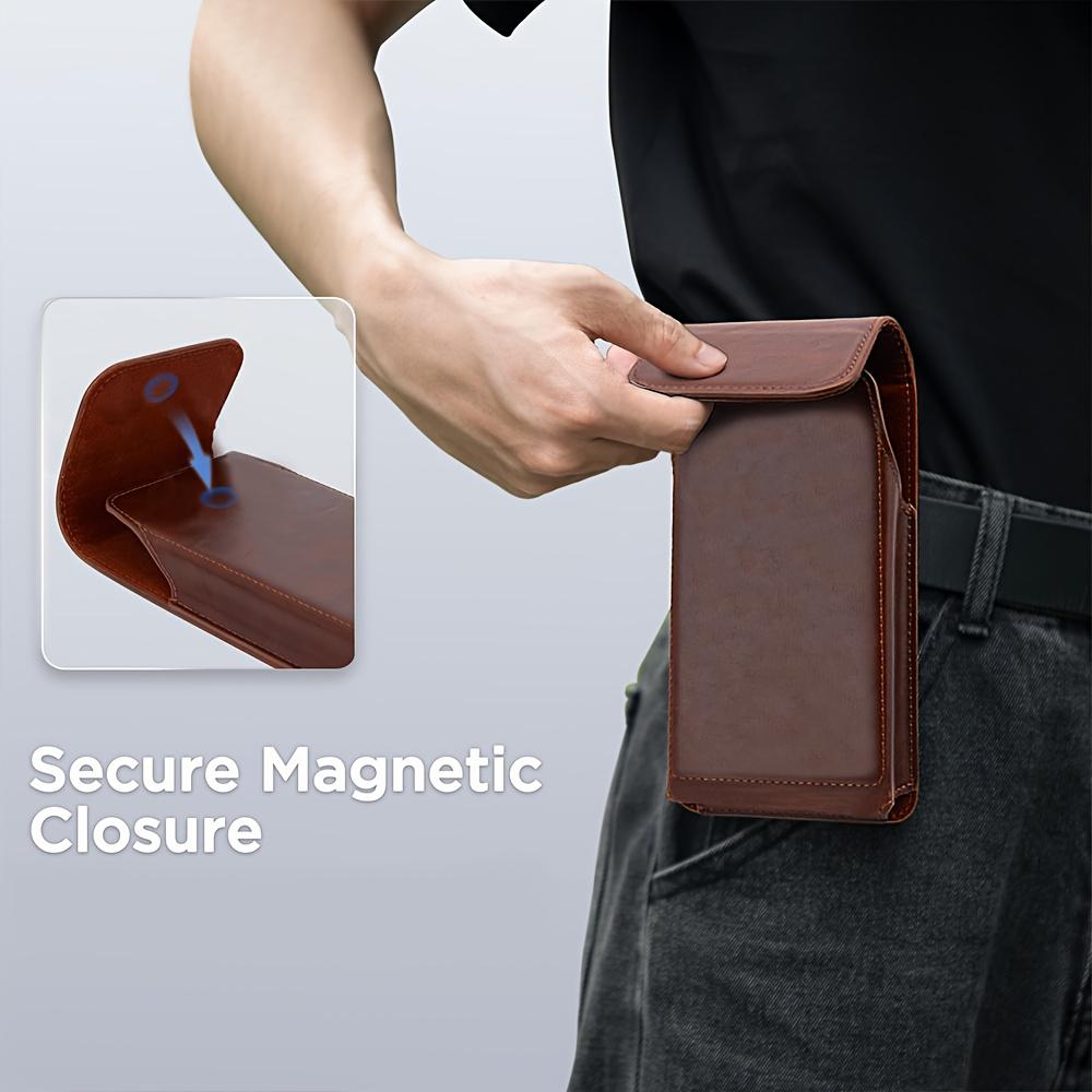 Men's Premium Faux Leather Phone Case with Belt Clip - Durable, Lightweight Wallet Pouch for Secure Phone Storage, Adjustable Strap, Perfect for Everyday Use and On-the-Go Carry, Minimalist Design, Wallet Accessories, Pu Leather Cover