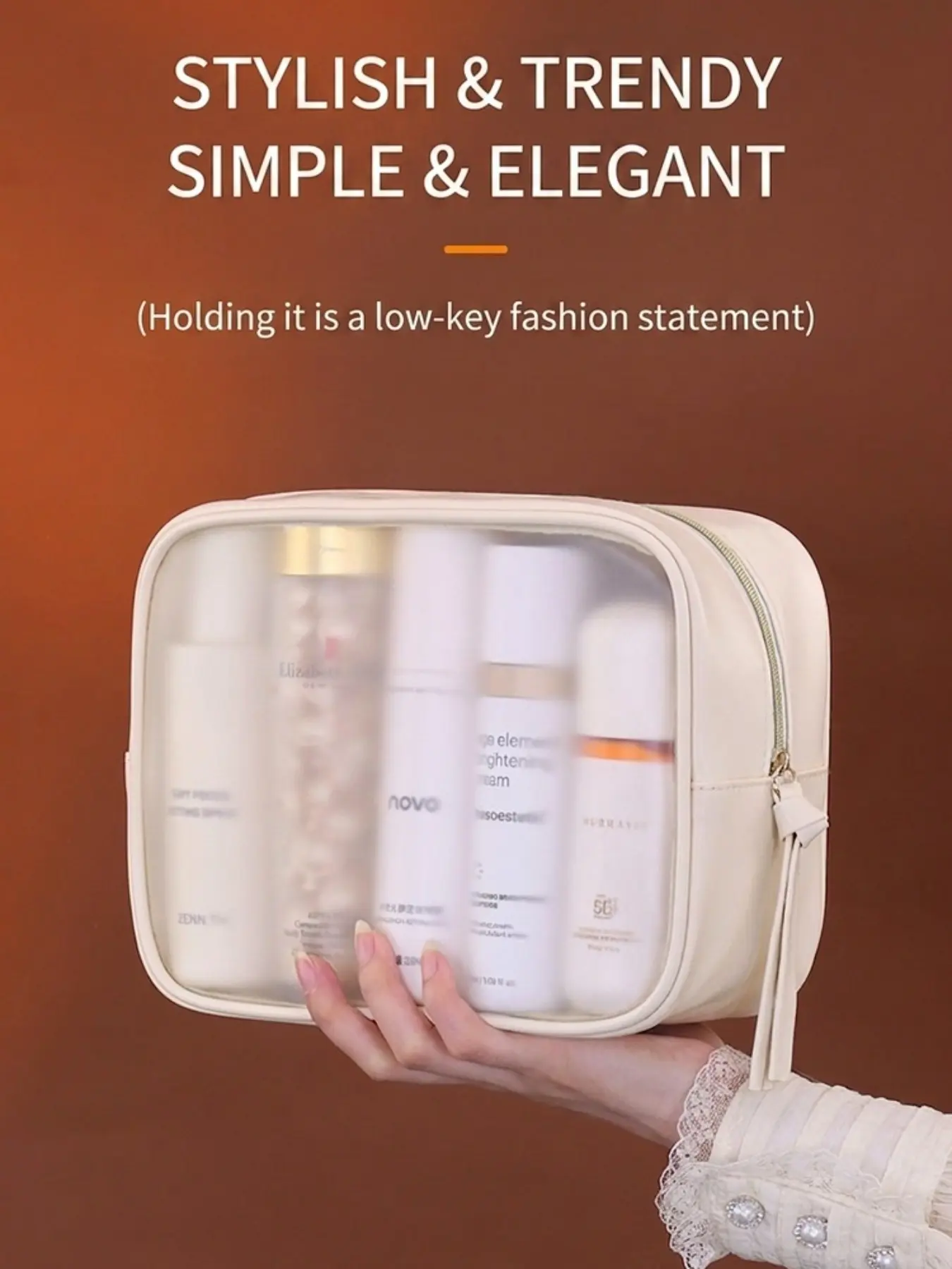 New Transparent Makeup Bag, Cosmetics Bag, Portable Cosmetic Organizer, Travel Essential, Waterproof Skincare Case, Shower Kit, Business Trip Friendly