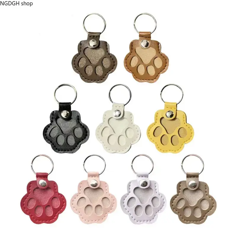 Cat Dog Paw Memorial Keychain - Shed Hair Collection Storage Key Ring, Cute Paw Print Leather Keepsake in Multiple Colors, Emotional Pet Remembrance Gift