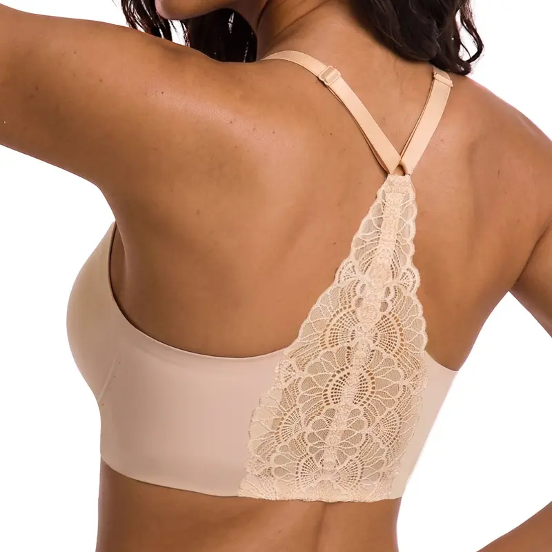 Lace Racerback Bralette for Women Wireless Jelly Bra with No Underwire, Seamless Comfort, Slim Adjustable Straps for Open Back Tops, Racerback Tanks and Fitted Tops, Jelly Bralettes