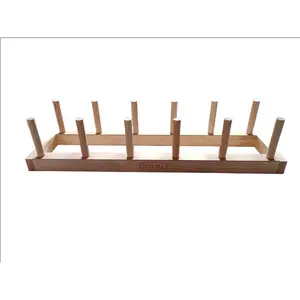 Wooden Weight Plate Rack – Olympic Weight Plate Holder & Storage Stand – Bumper Plate Organizer – Horizontal Weight Tree for Home Gym – Weight Plate Storage Rack
