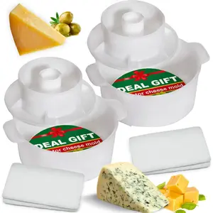2 pcs Cheese Mold with Follower Piston and Cheesecloth Cheese Making Kit Cheesemaking Supplies Cheese Form Mold Cheese Making Basket Cotton Cloth For Straining Molde Para Queso