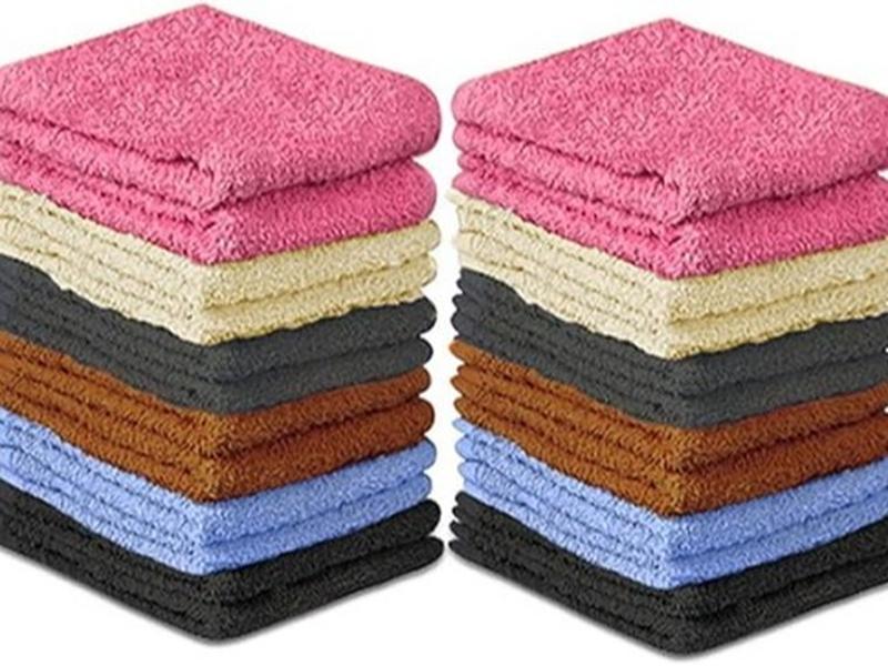 100% Cotton - Wash Cloth Set - Pack of 24, Flannel Face Cloths, Light Weight, Thin Quality Highly Absorbent and Soft Feel Fingertip Towels (12x12 Pack of 24) Gift Bath Multicolor