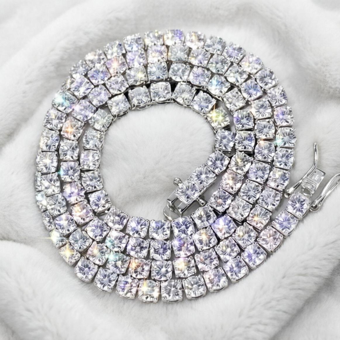 3/4/5mm Hip Hop Moissanite Tennis Necklace Ice Out VVS1 Diamond Chain Bling Bling Sparkling Jewelry Iced Out Chain Luxury Gift for Men Women Streetwear Jewelry