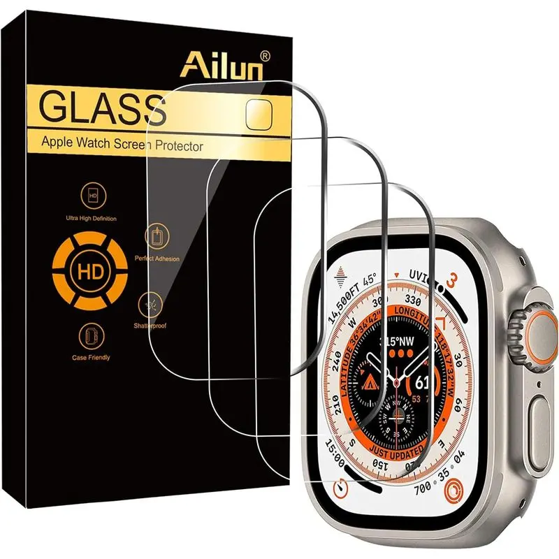 3 Pack Screen Protector for Apple Watch Ultra 3/2/Ultra [49mm][Clear] |   Tempered Glass Film, Anti-Scratch, High Definition, Touch Sensitive, 3 Pack