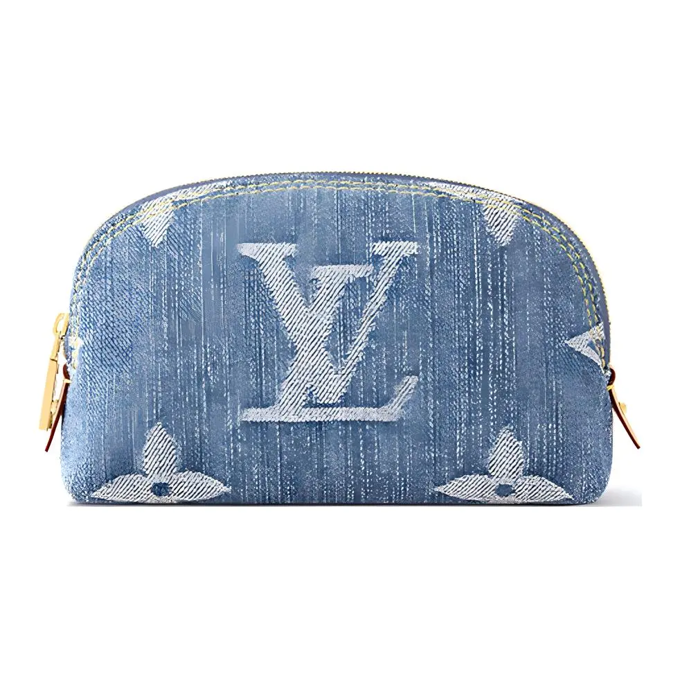 Louis Vuitton Monogram Print Blue Denim Pochette Cosmétique PM Elegant Toiletry Bag for Men, Elegant Toiletry Bags