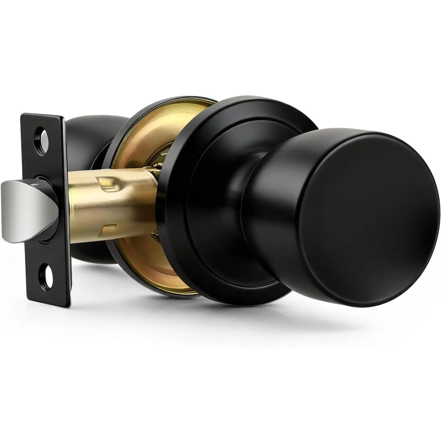 1 Pack Black Door Knobs Interior,  Closet Door Knob Black Interior Door Knobs Matte Black Passage Door Knobs for Bedroom or Bathroom Interior Doorknobs Non-Locking Indoor Door Knobs