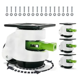 4 Pack Leveling Casters with Ratchet Handle, 2200 Lbs Adjustable  Heavy Duty Casters, 360  Swivel Caster Wheels,  for Industrial Workbench,  Printer, Freezer, etc