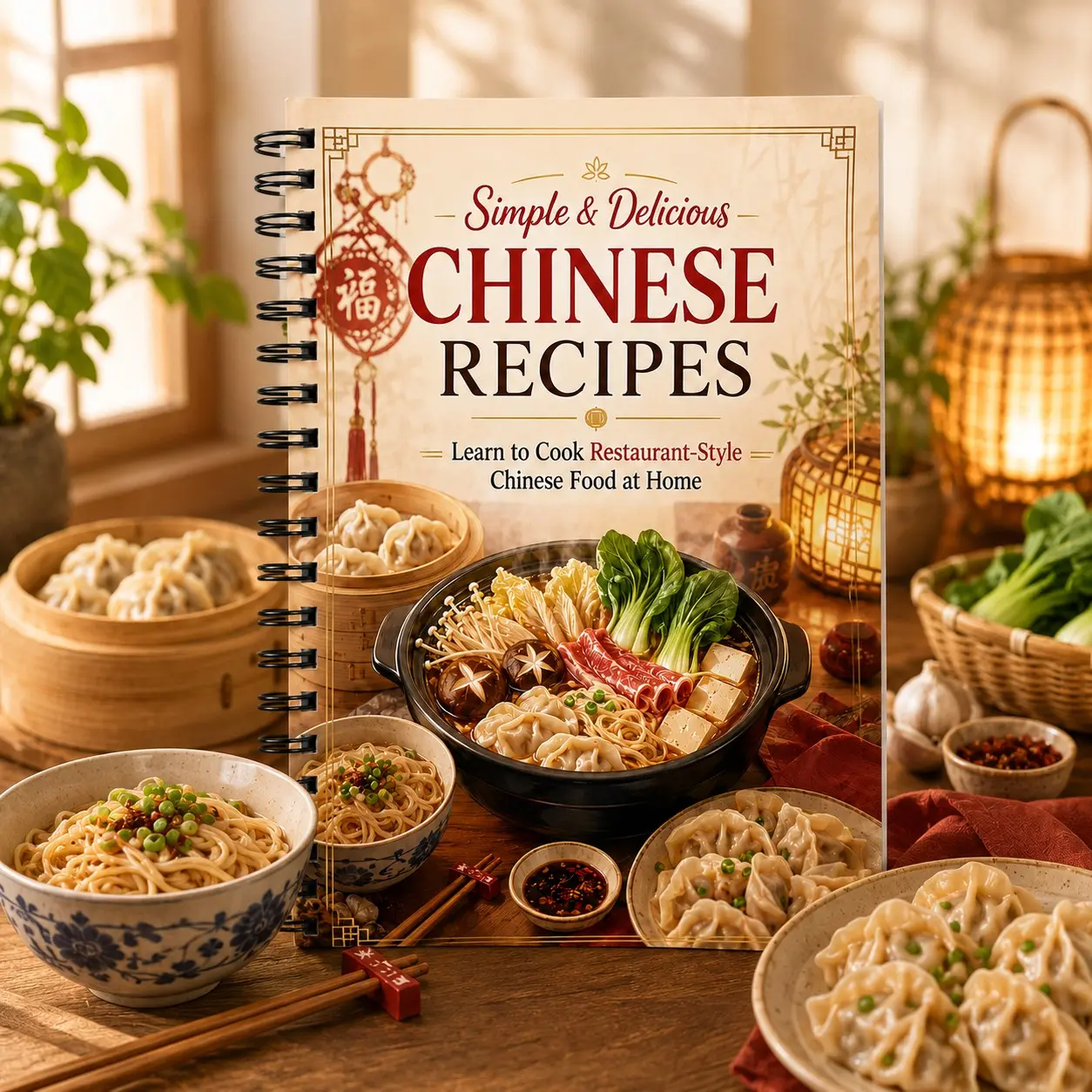 Simple Delicious Chinese Recipes, A5 Spiral Binding Cooking Guide, Home Meal Tutorial, Dumplings Noodles Hot Pot Cookbook, Gift Book for Food Lovers