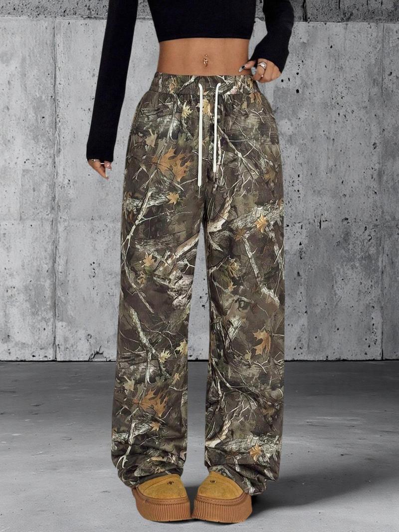 Unisex Camo Print Trousers, Casual Comfy Breathable Straight Leg Trousers for Daily Wear, Fashion Camouflage Print Bottoms for Summer, Pants