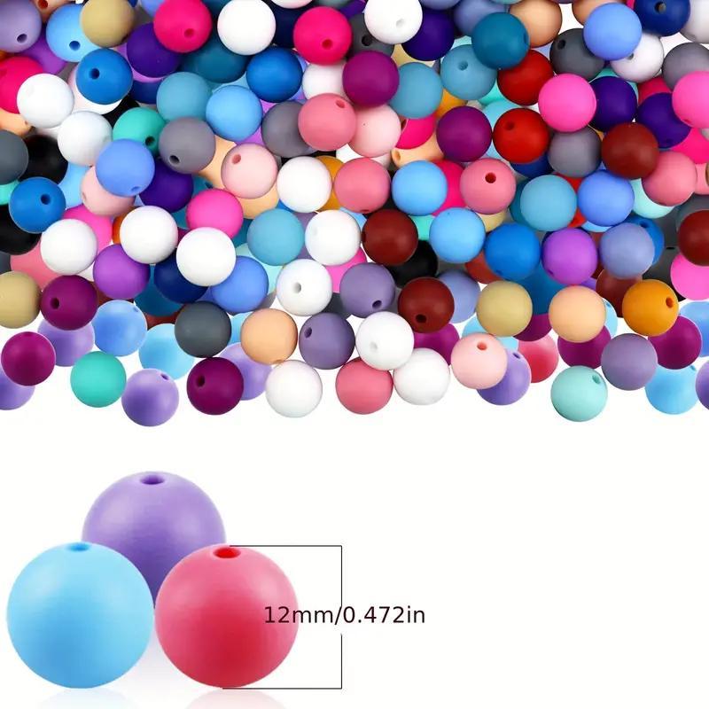 12mm Round Silicone Bead (100pcs), Mixed Color Bead, DIY Jewelry Making Supplies for Necklace Bracelet Keychain Earrings Pendants Crafts, Durable Beads