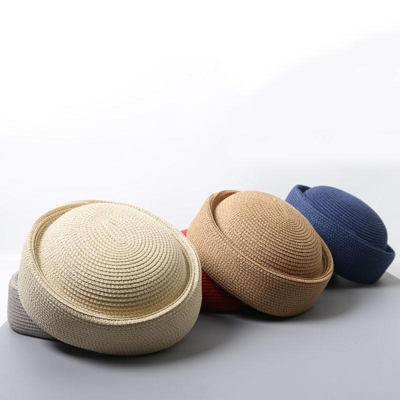 Straw Pillbox Hat Summer Beret Sun Hats Japanese Retro Weeding Fedora Hostess Fashion Millinery Fascinator Designer Painter Hat