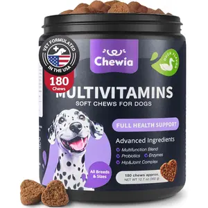 15 in 1 Dog Multivitamin Chews with MSM, Hip & Joint Health Support, Itchy Skin Relief, Immune Support with Enzymes, Skin & Coat Care, Mobility Support Dog Supplements