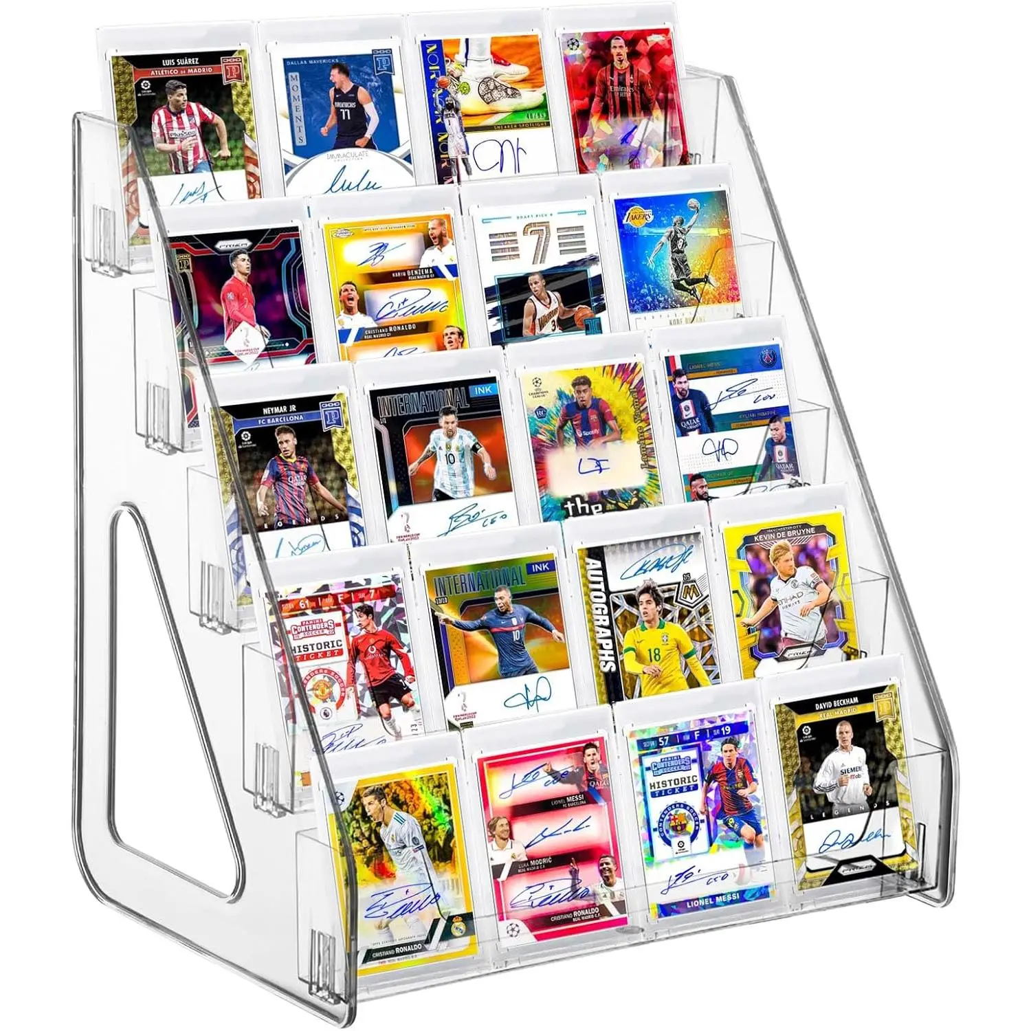 Upgrad 5-tier Trading Card Display Stand, 5 Tier Vertical Holder for Baseball Basketball  Graded Card Display Stand Shelf Tabletop for PSA BGS SGC Slabs,  Assembly, Easy Clip- Design