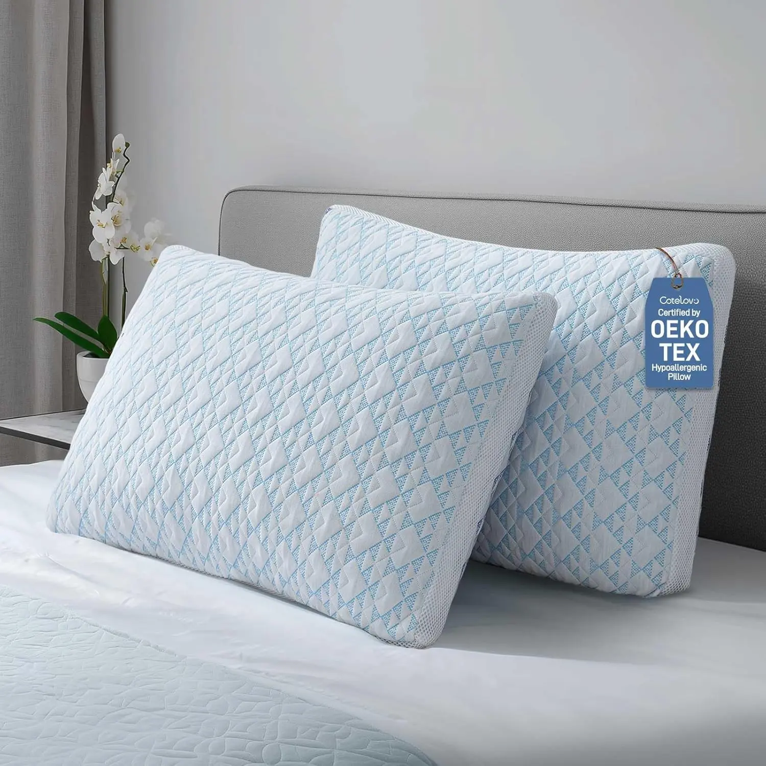 Shredded Soft Bamboo Viscose Pillows Hypoallergenic Hotel Quality Bed Pillows for Side, Back and Stomach Sleeper, Oeko-TEX Certified Queen Size Set of 2