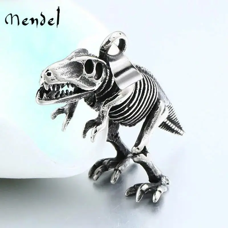 Raptors Fossil Dinosaur Bone Pendant Necklace Stainless Steel Jewelry