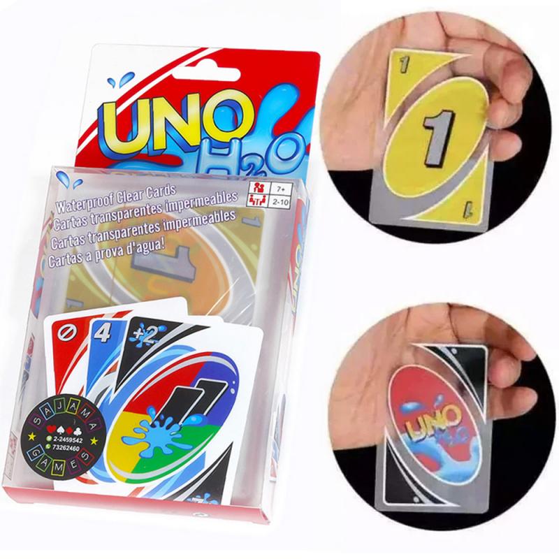 IN STOCK Board Games UNO H2O Card Game WaterProof Pressure Proof PVC Plastic Transparent Kids Toys Playing Cards Family and Friends Gathering Supply