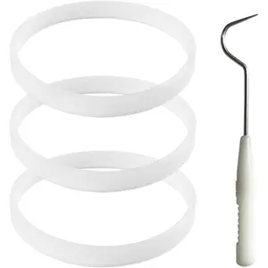 3 Pack Rubber Gaskets Replacement, 3.94 inch Sealing Gaskets White O-Ring Replacement Parts for Blender CT680 BL456-30 BL681A BL682, blender base and blade are 7 fins