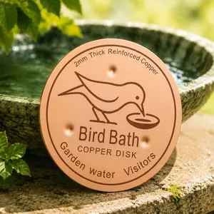 Bird Bath Copper Disk, Birdbath Accessories, 2mm Reinforced Pure Copper Cleaning Disk for  Safe Clean Water All-Season, Universal Fit for Outdoor Birdbaths, Bowl, Bird Bath Solar