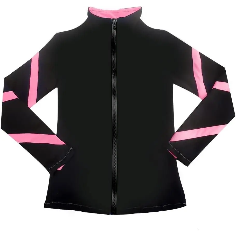 Girls Ice Skating Jackets Women Stripes Training Practice Figure Skating Tops Costs Fleece