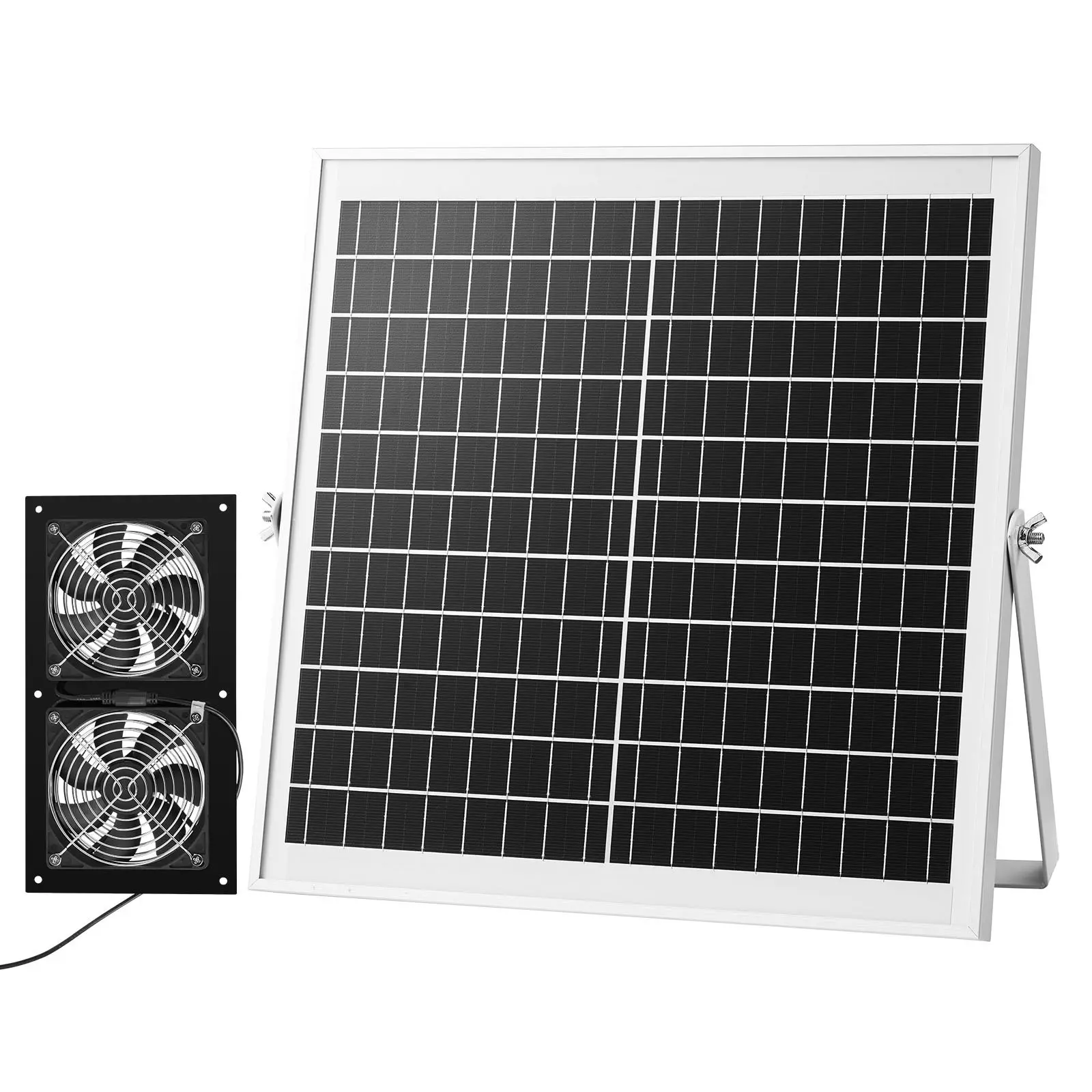 【Summerfinds】VEVOR Solar Powered Fan, 15W Solar Panel with 2 Fans, Adjustable Solar Panel Angle, 2668 RPM High-Speed, Flexible Installation, Fast Air Exchange for Greenhouse, Grow Tents, Chicken Coops, Shelters
