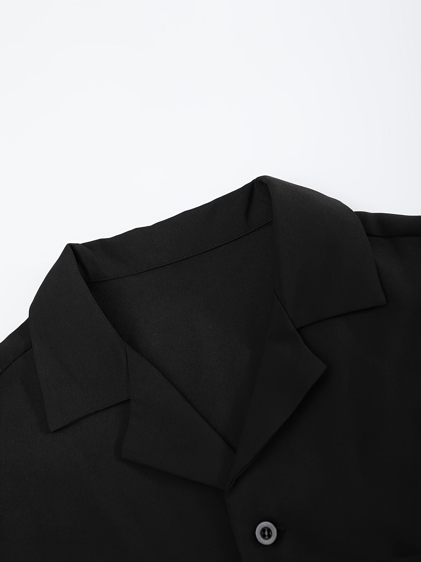 Men's Casual Set - Suit-Inspired Short Sleeve Shirt & Loose Straight Pants - Polyester, Machine Washable