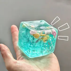 Blue Ocean Shell Cube Fidget Toy, Malt Sugar Sensory Stress Relief Toy, Slow Rebound Pressure Release Game, Fun Handheld Plaything