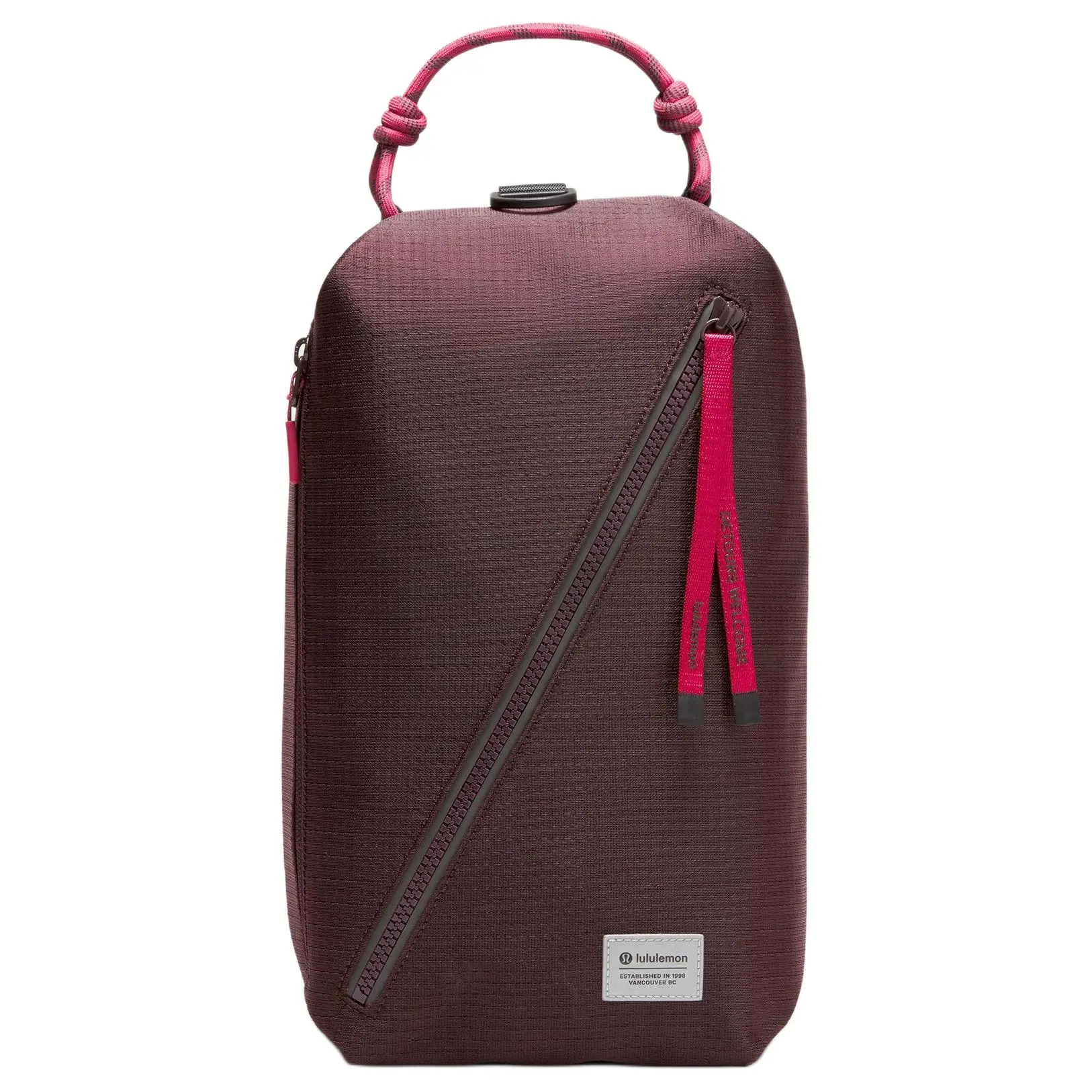 Lululemon 9L Eco-Friendly Sport Backpack for Men – Plum Dark Purple, Black, and Raspberry Pink