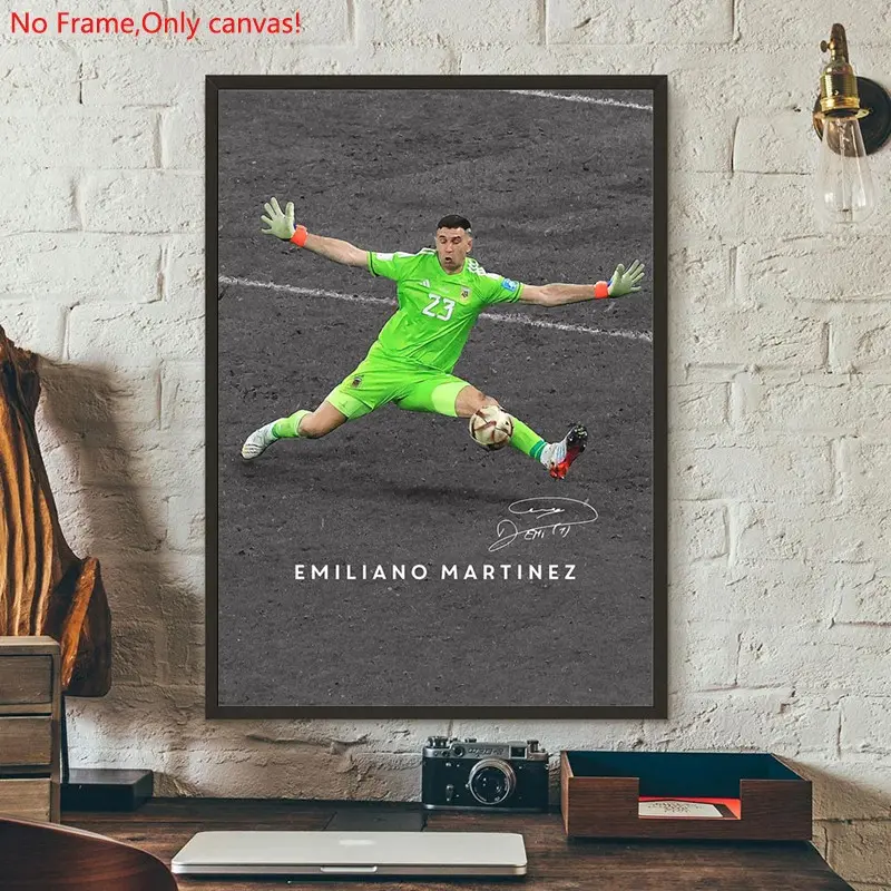 1 piece/set frameless canvas painting print poster, Classic Football player art, Artwork, Emiliano Martinez, a perfect gift for football loves, ideal gift for bedroom, living room, dorm hallway, kitchen, mural, wall decoration, room decor, Cool Wall Art