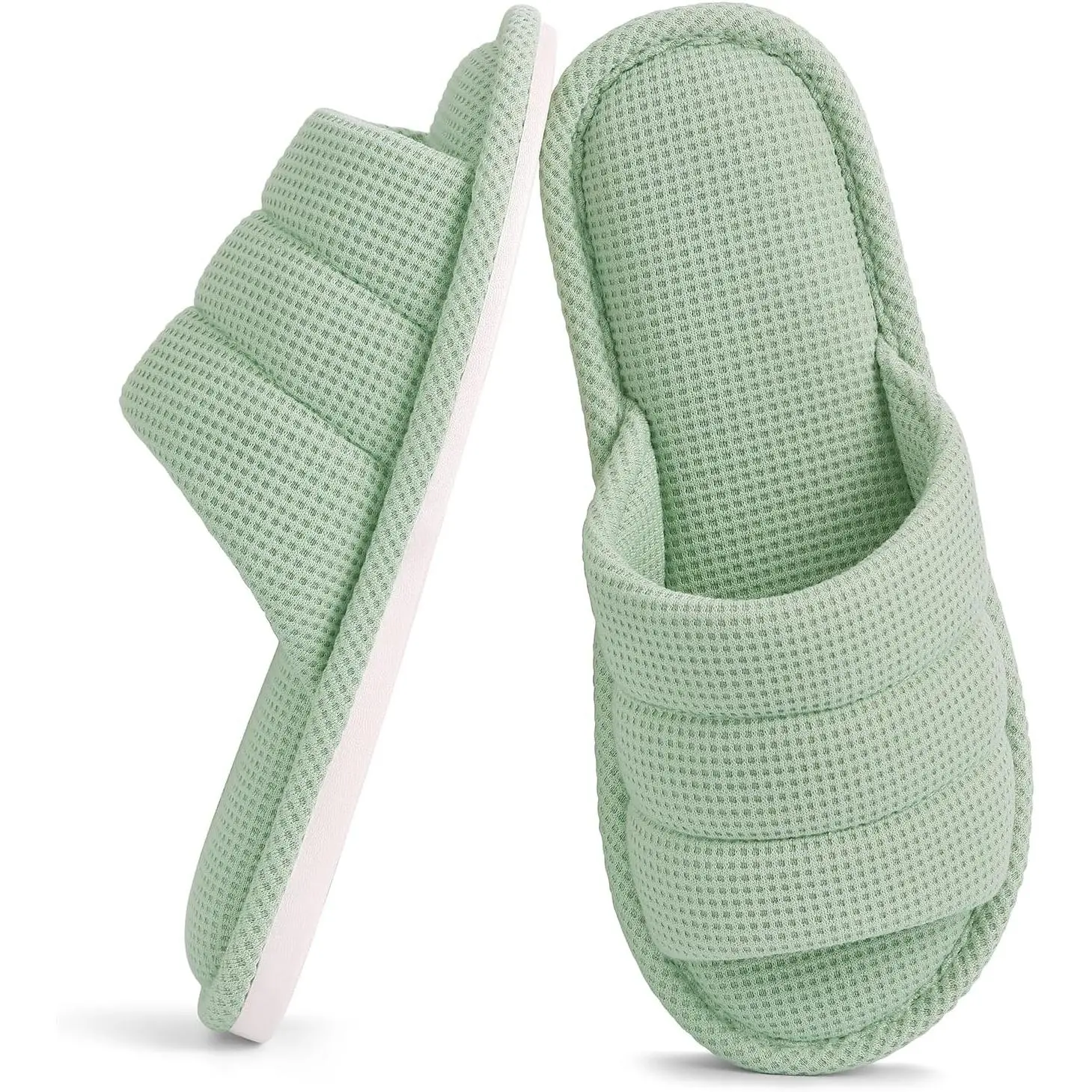 Summer House Slippers for Women Men Breathable Waffle Indoor Slippers Slip-on Open Toe Home ShoesGift.